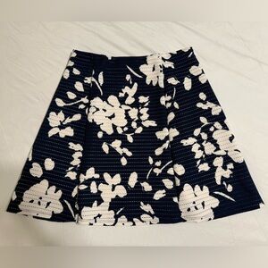 Renee C. Navy and White Patterned Skirt